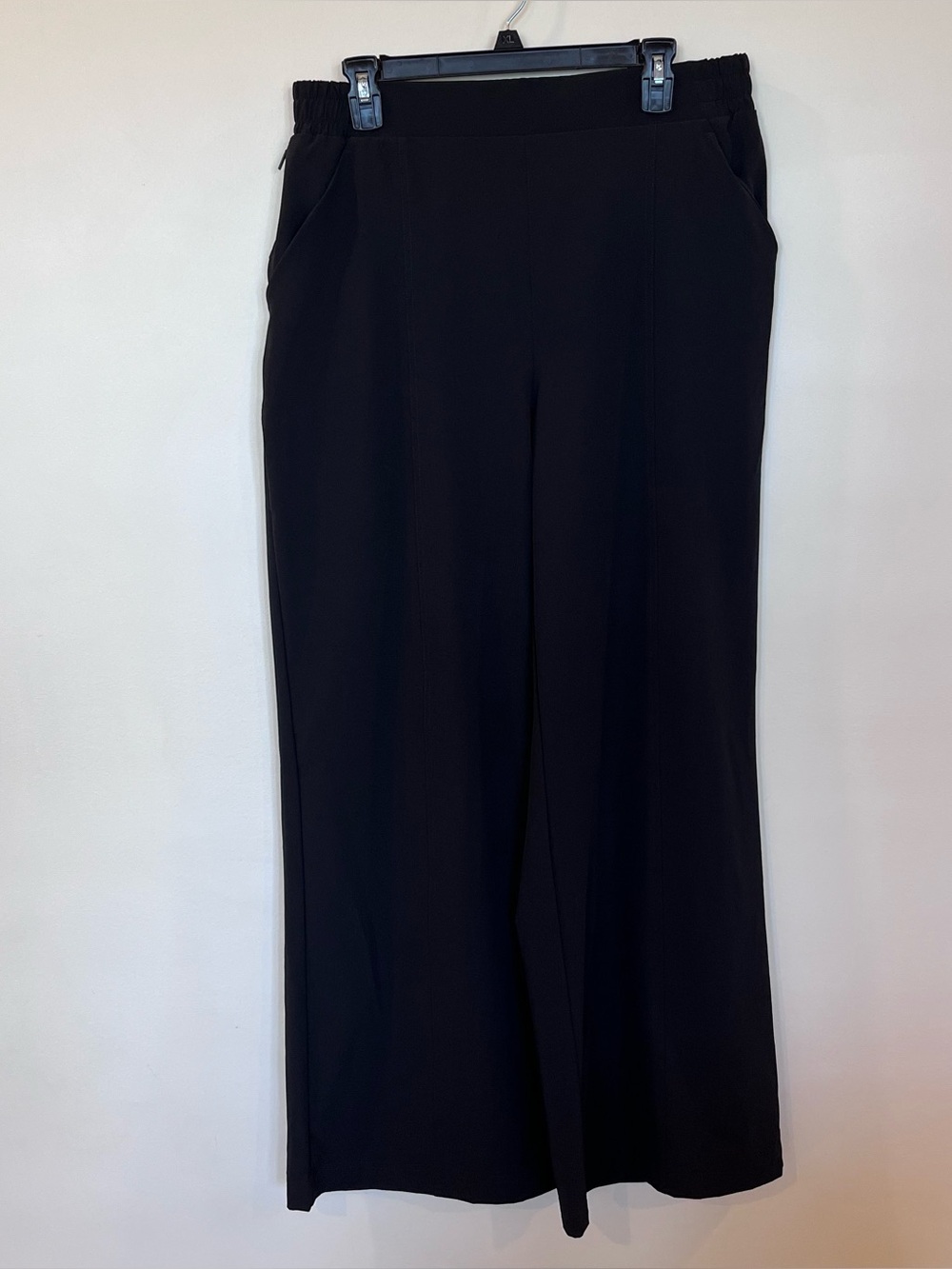 Fabletics Wide Leg Pants Black Womens Size Large Lightweight High Rise Sleek